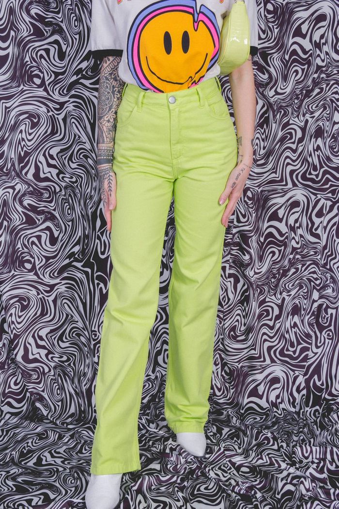 CALÇA SARJA WIDE LEMON