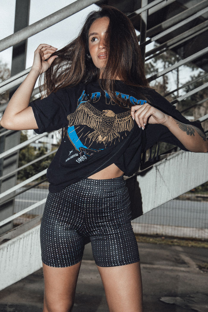 BERMUDA BIKER DE BRILHO FOIL HOLOGRÁFICO