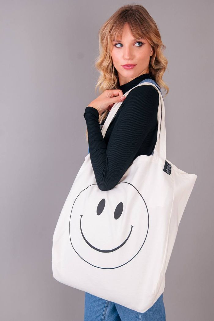 BOLSA ECOBAG GRANDE OFF WHITE SMILE