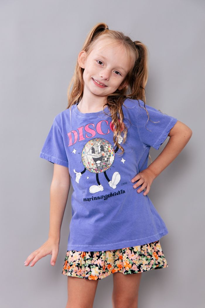 CAMISETA T-SHIRT INFANTIL AZUL DISCO