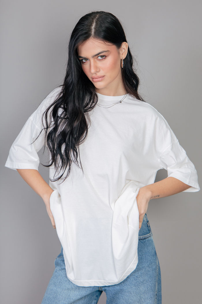 CAMISETA T-SHIRT OVERSIZED BÁSICA OFF WHTE