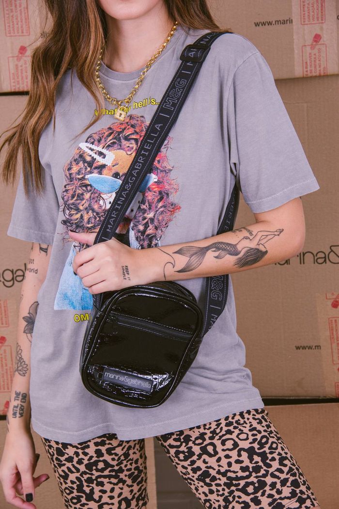 SHOULDER BAG CROCO VINIL PRETO