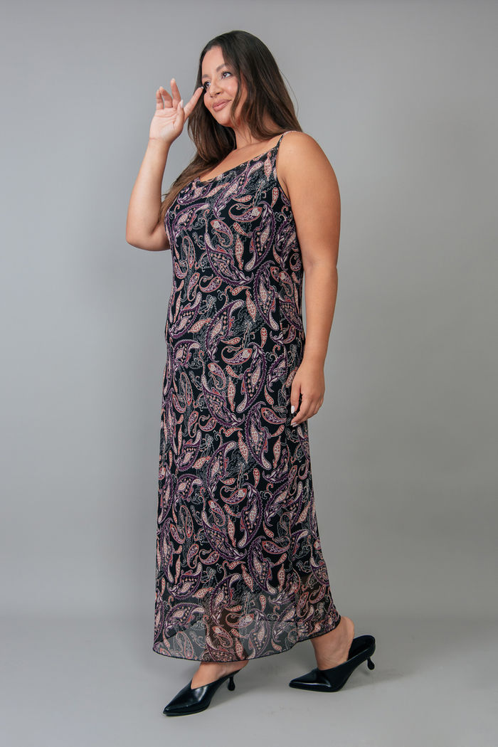 VESTIDO SLIP DRESS DE TULE ESTAMPADO GYPSY
