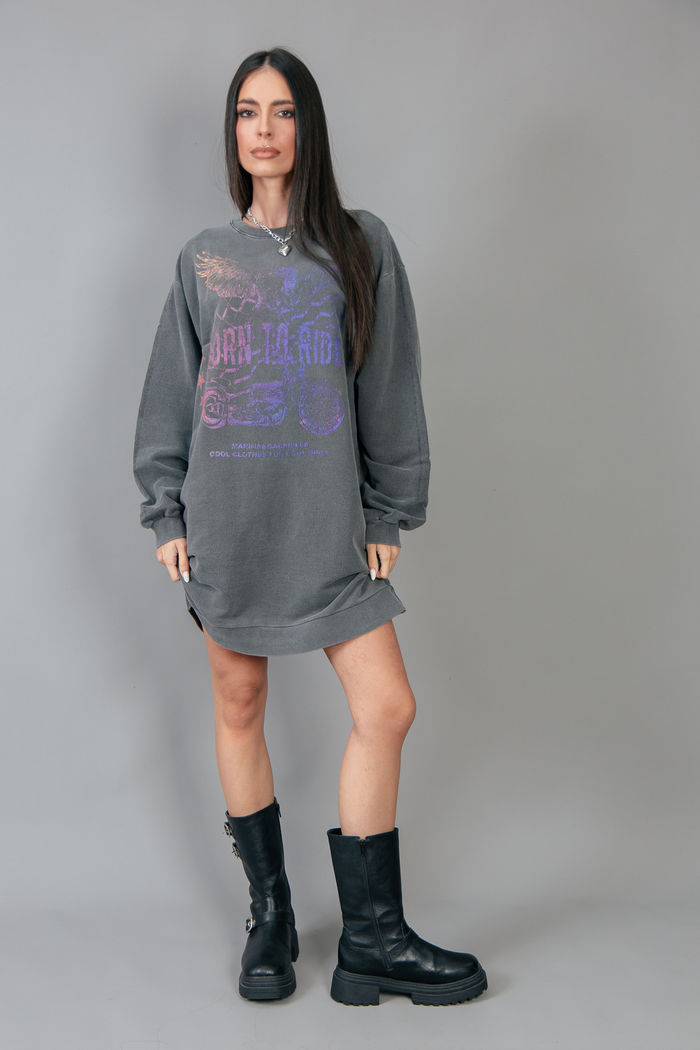 VESTIDO DE MOLETOM CHUMBO BORN TO RIDE
