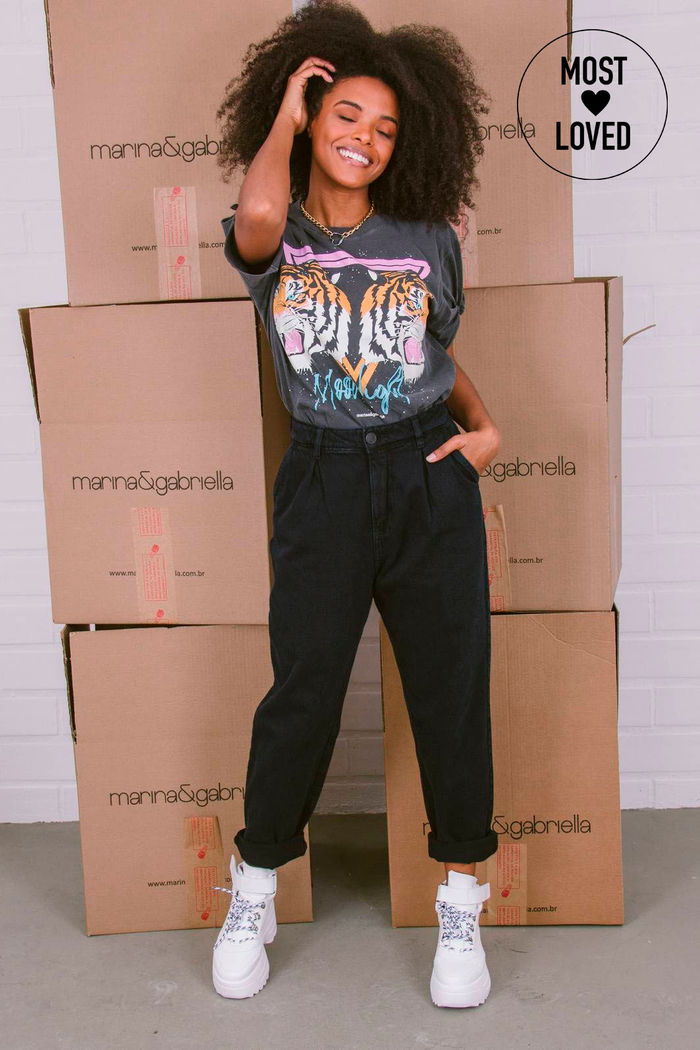 CALÇA JEANS BAGGY PRETA