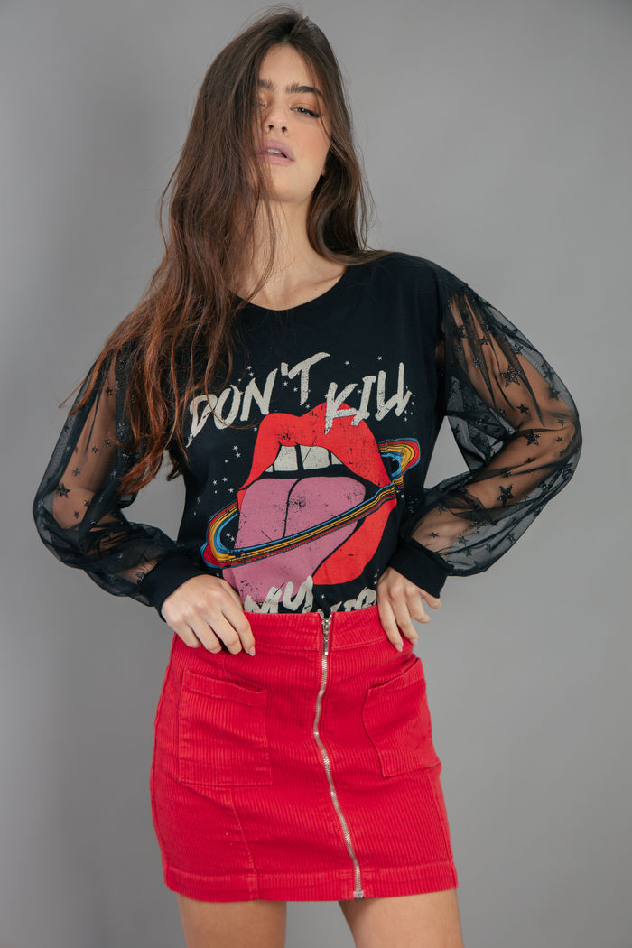 SAIA DE COTELÊ  VERMELHO  COM ZÍPER