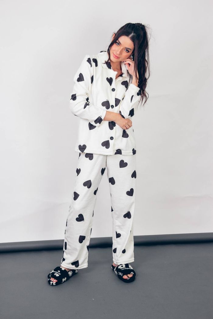 CONJUNTO PIJAMA FLEECE COM BOTÕES HEART