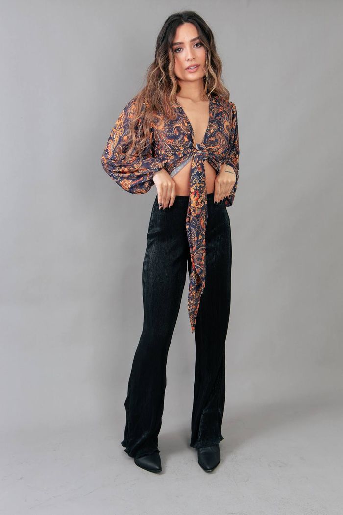 CALÇA PLISSADA PRETA