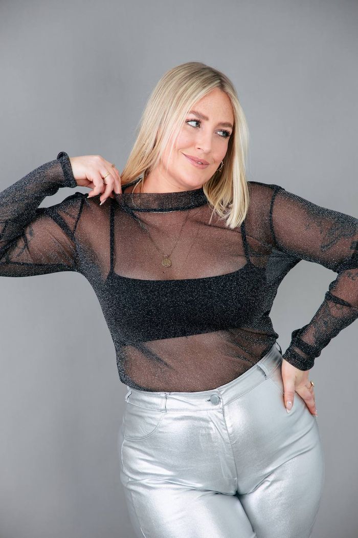 BLUSA SEGUNDA PELE MANGA LONGA TULE BRILHO