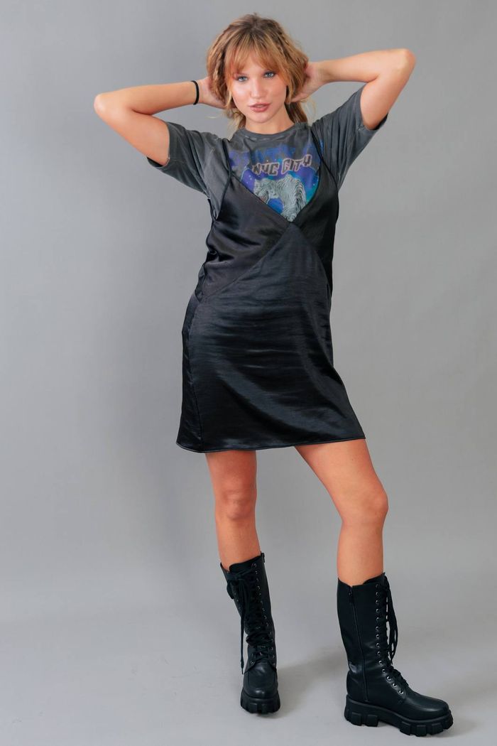 VESTIDO SLEEP DRESS CETIM PRETO