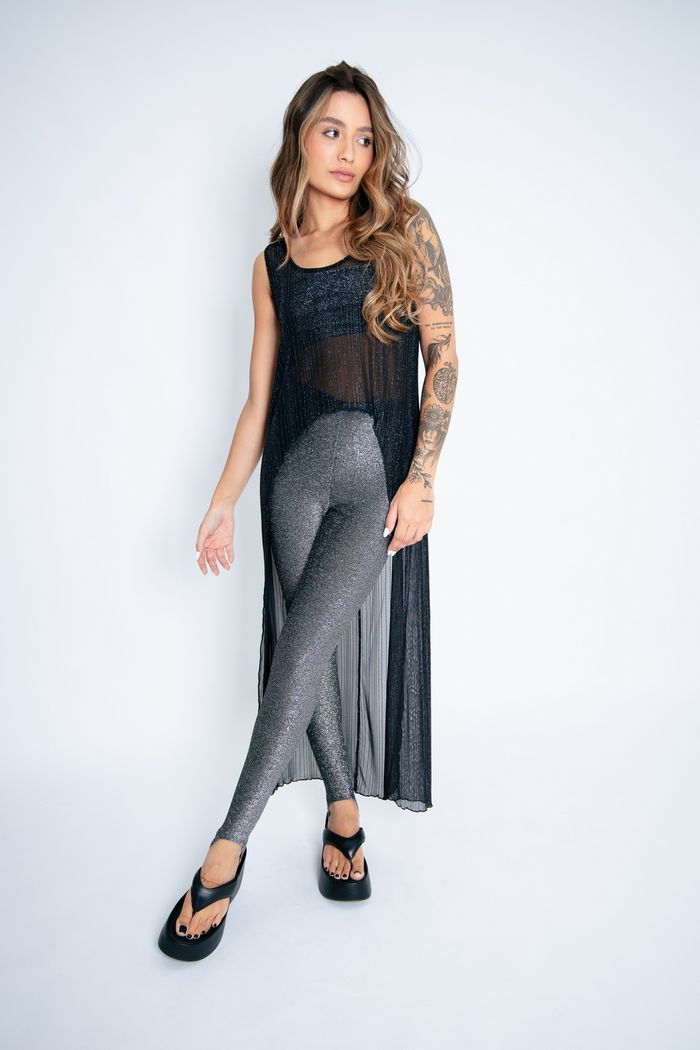 CROPPED DE TULE BRILHO COM MULLET LONGO