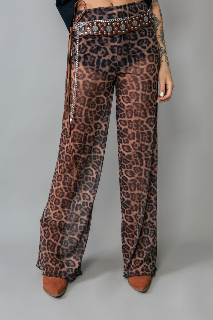 CALÇA ESTAMPA ONÇA NEW DE TULE COM FORRO