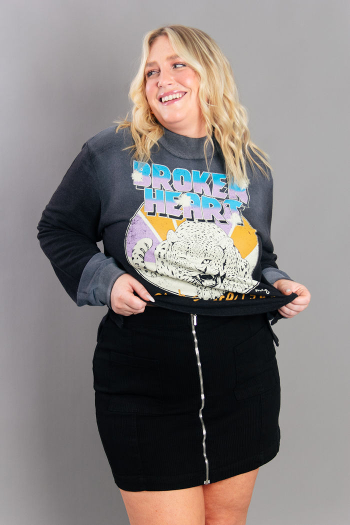 SAIA DE COTELÊ PRETO COM ZÍPER