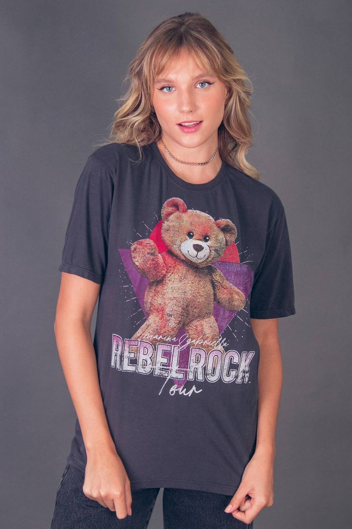 T-SHIRT BOYFRIEND PRETA CORASTONE REBEL