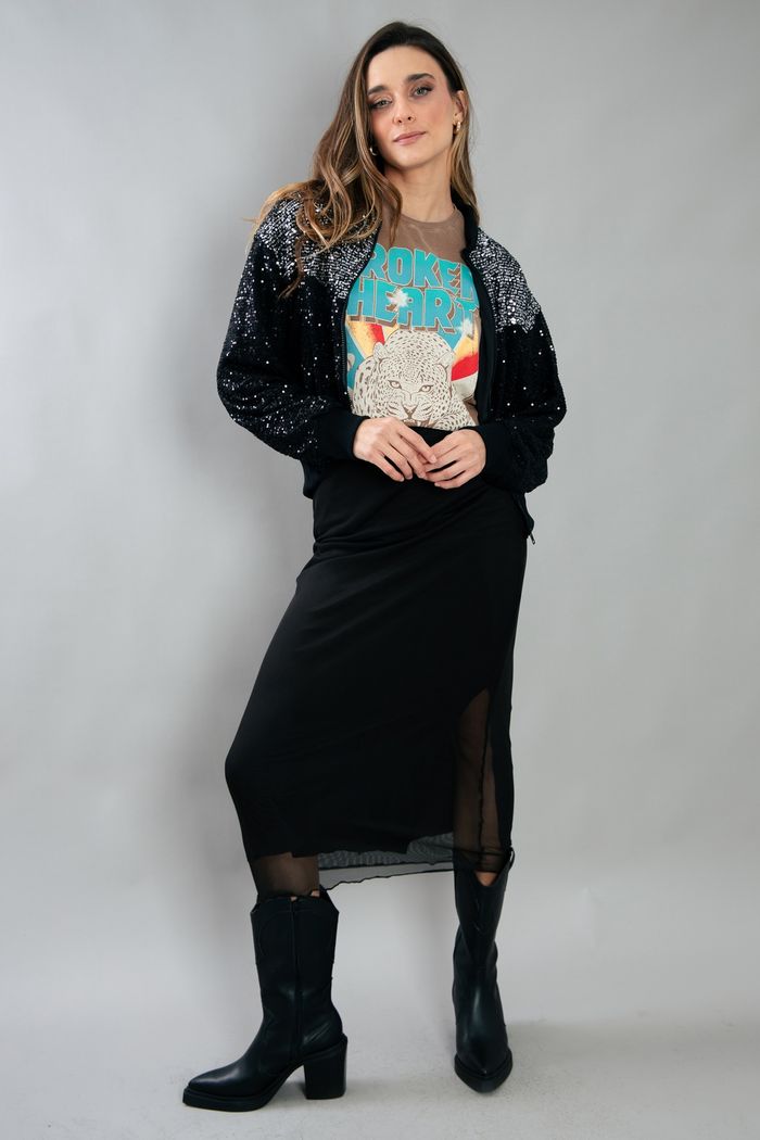 SAIA MIDI DE TULE PRETO