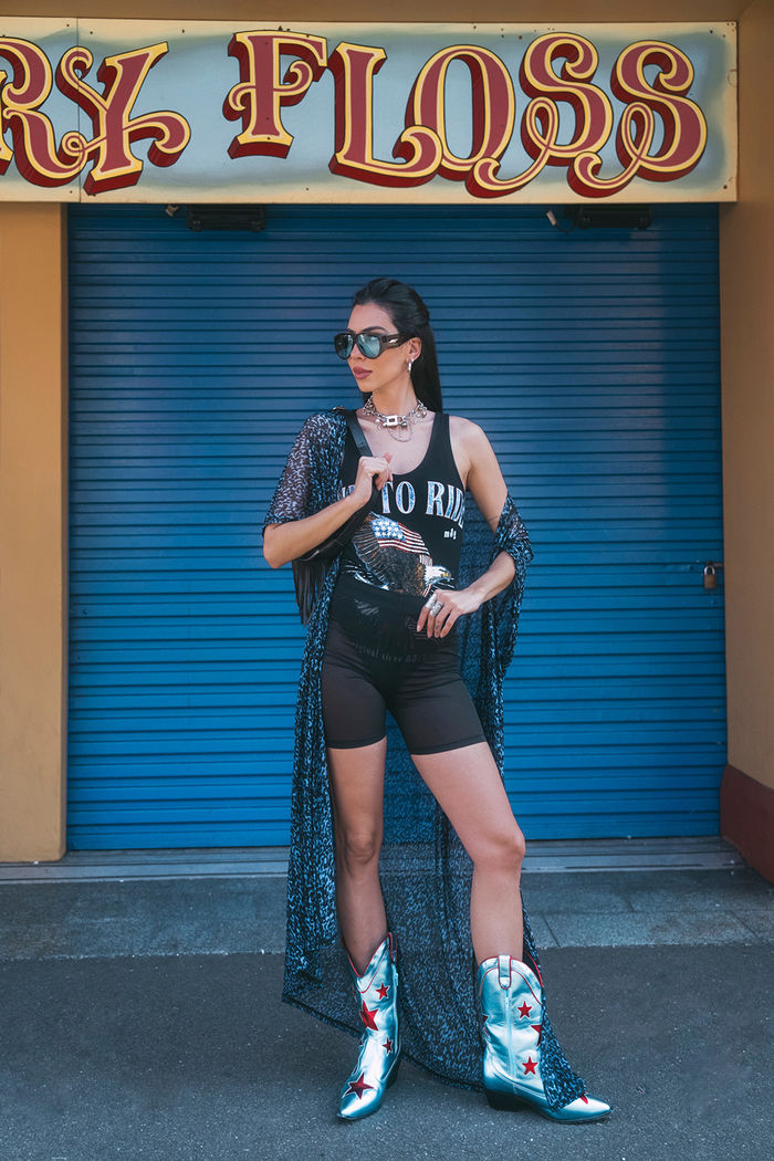 KIMONO LONGO EM TULE ONÇA AZUL