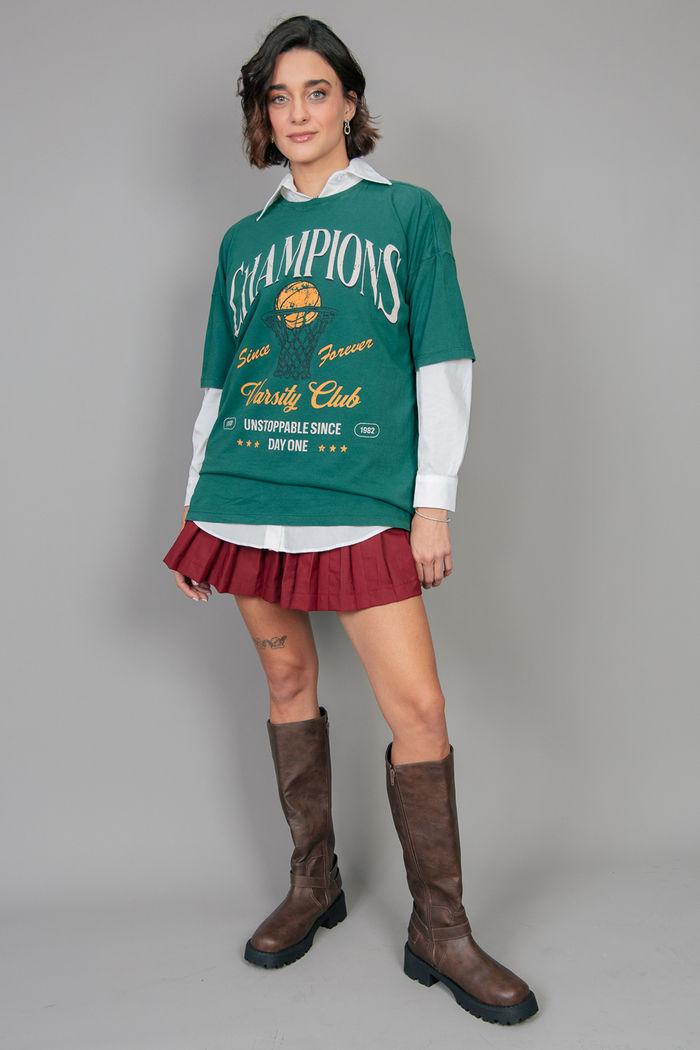 CAMISETA T-SHIRT OVERSIZED VERDE CHAMPIONS