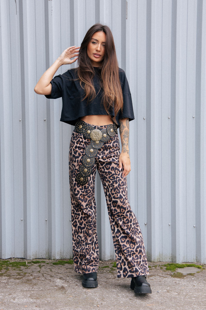 CALÇA SARJA WIDE ONCINHA