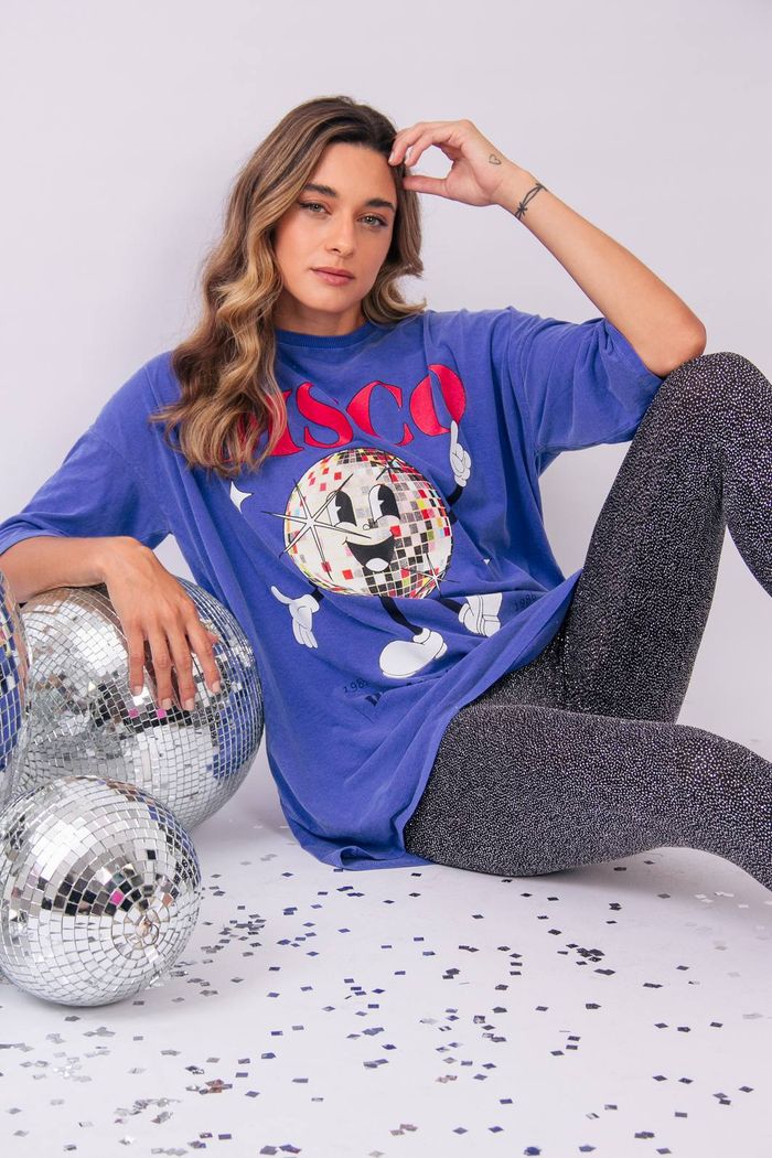 CAMISETA T-SHIRT OVERSIZED AZUL DISCO
