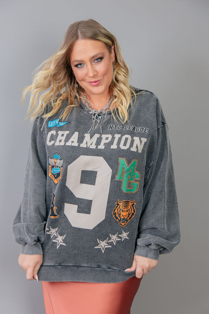 MOLETOM OVERSIZED PRETO MARMORIZADO CHAMPION
