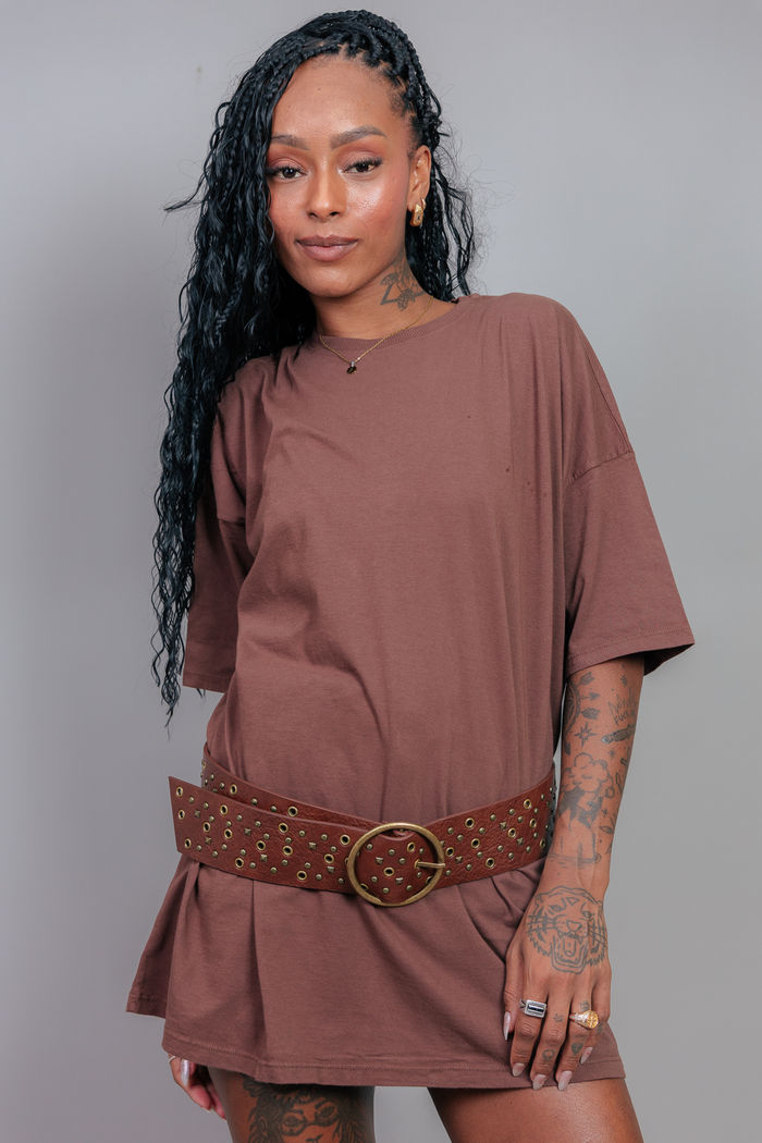 CINTO LARGO MARROM ILHOSES