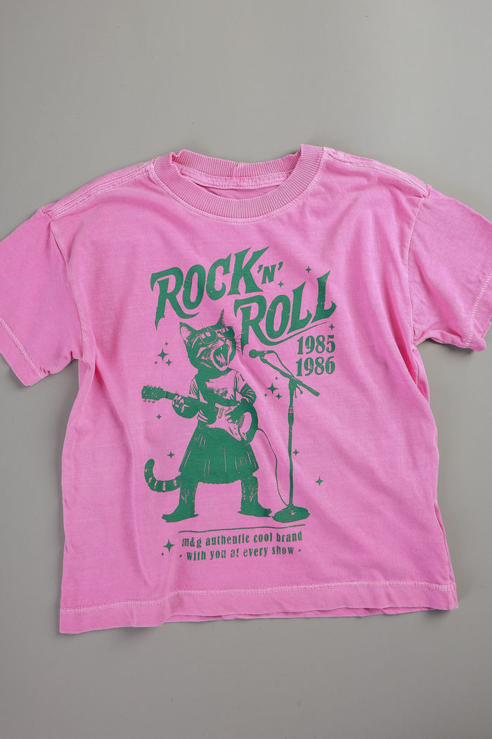 T-SHIRT INFANTIL ROSA ROCK'N'ROLL