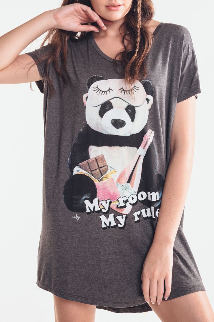 PIJAMA CAMISETÃO MESCLA PANDA