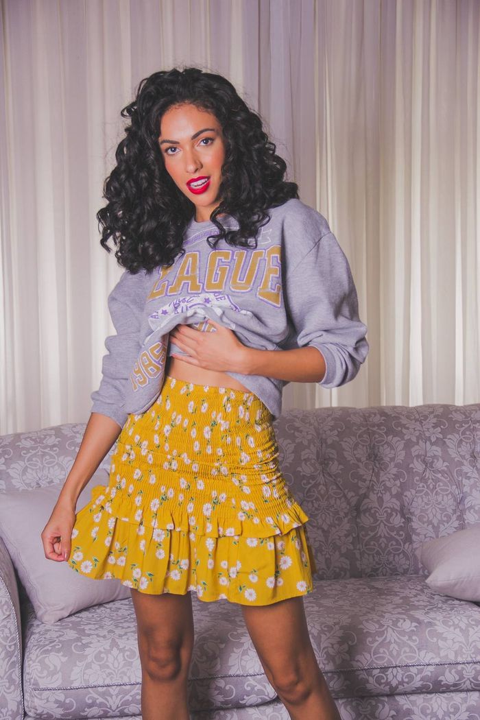 SAIA DE TECIDO DAISIES LASTEX