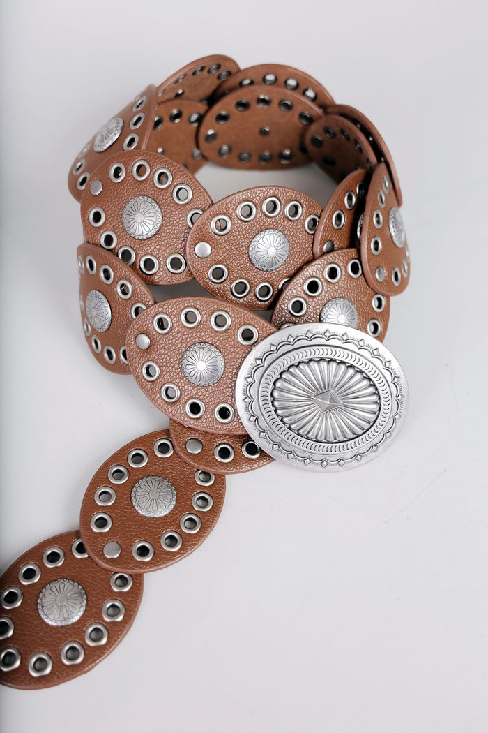 CINTO BOHO MARROM COM PRATA