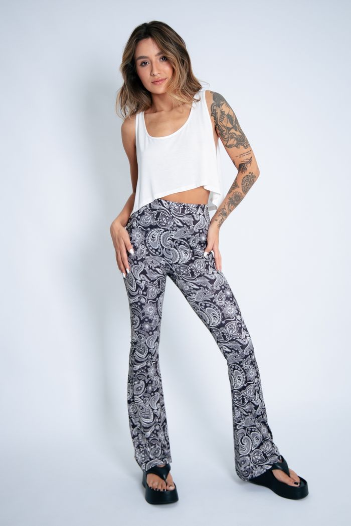 CALÇA FLARE ESTAMPA ÉTNICA