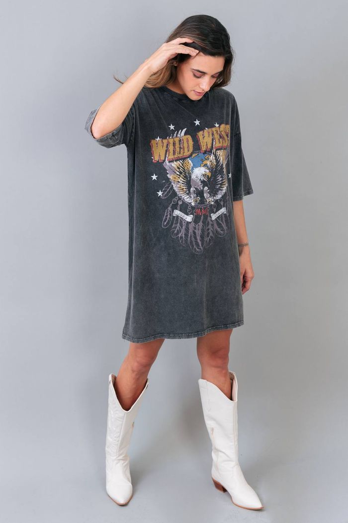VESTIDO T-SHIRT DRESS CHUMBO ESTONADO WEST