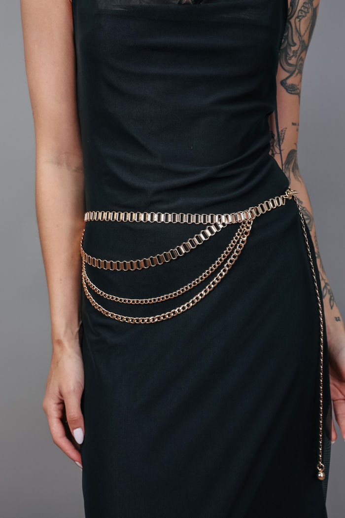 CINTO TRÊS CORRENTES DOURADO