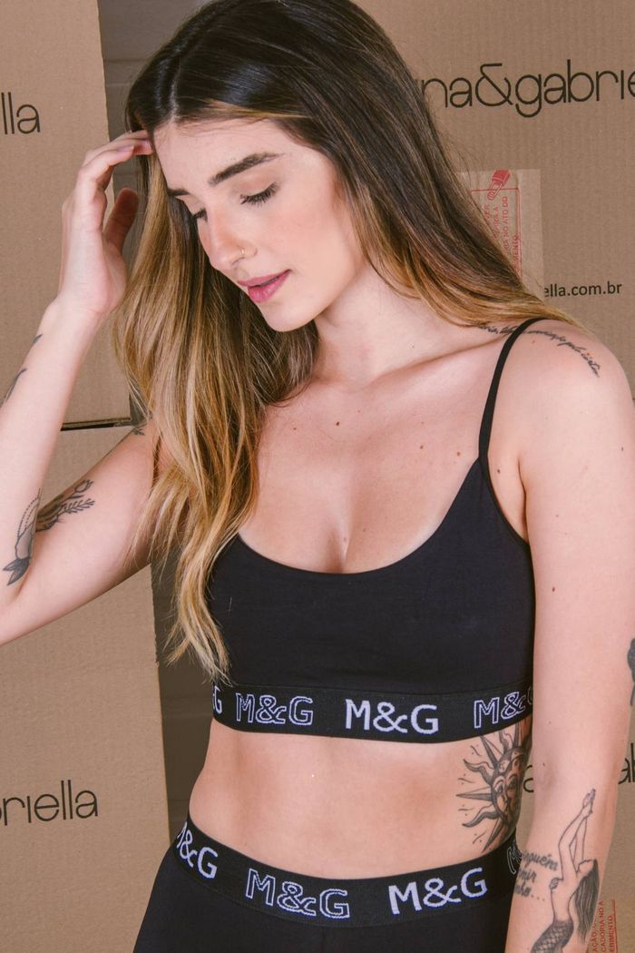 TOP FAIXA DE COTTON PRETO