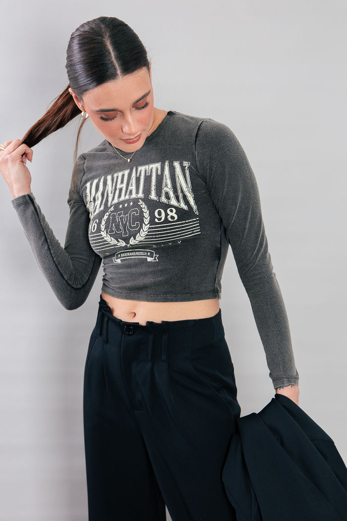 BLUSA COTTON MANGA LONGA MARMORIZADO MANHATTAN