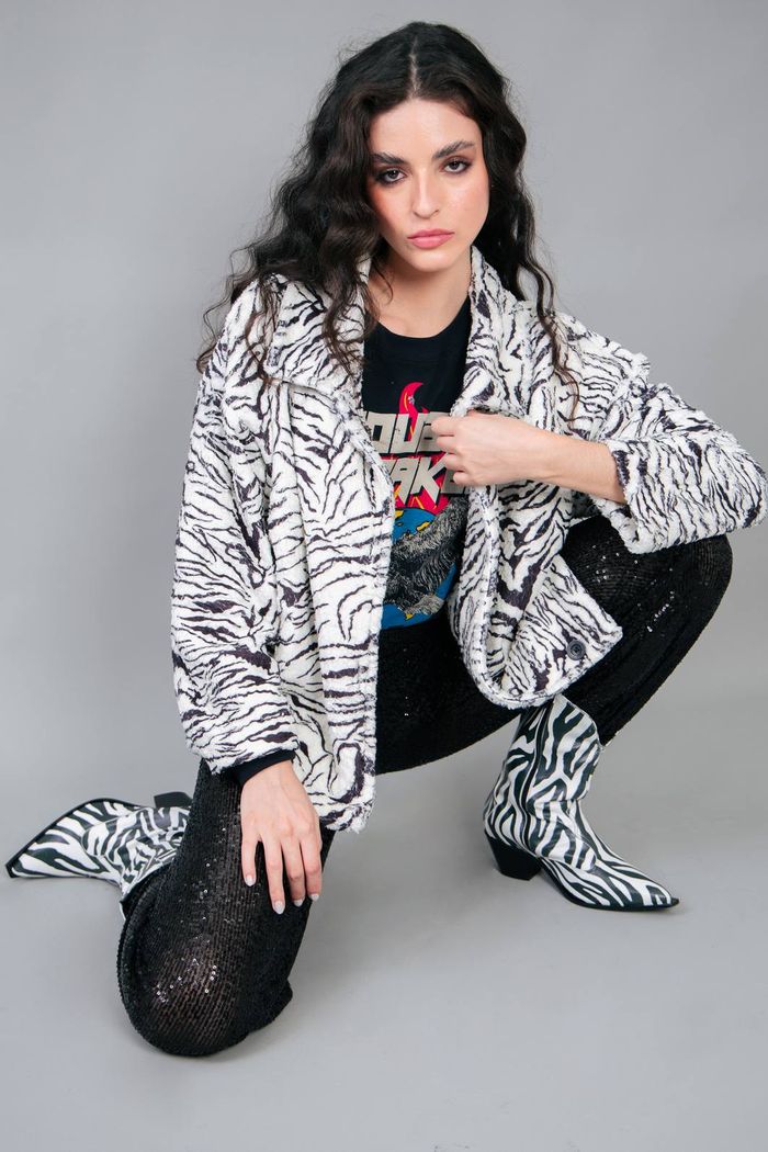 CASACO TEDDY ZEBRA PRETA