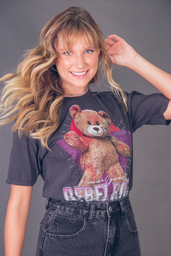 T-SHIRT BOYFRIEND PRETA CORASTONE REBEL