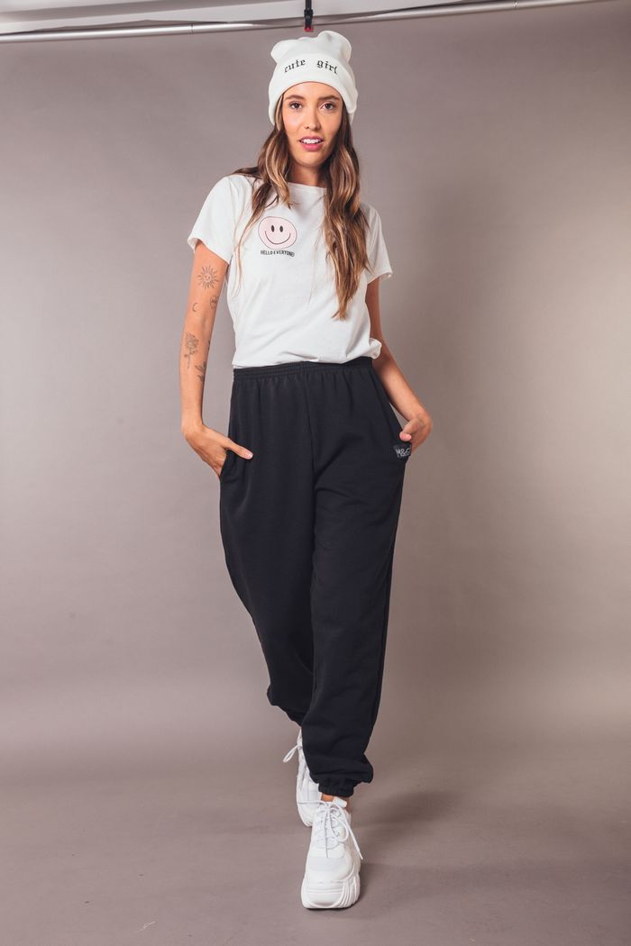 CALÇA DE MOLETOM PRETA PELUCIADO