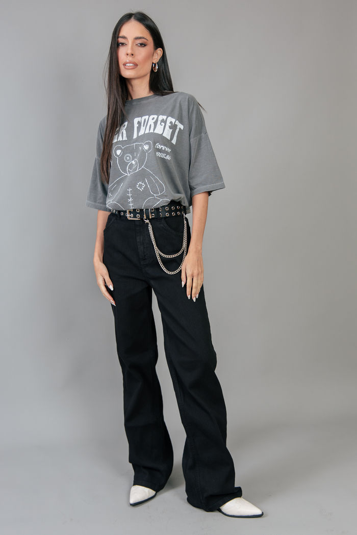 CALÇA WIDE COTELÊ PRETO