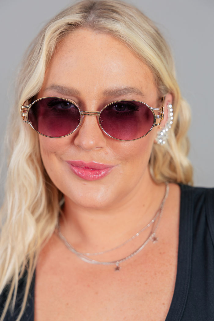 ÓCULOS METAL DOURADO AVIADOR MARROM