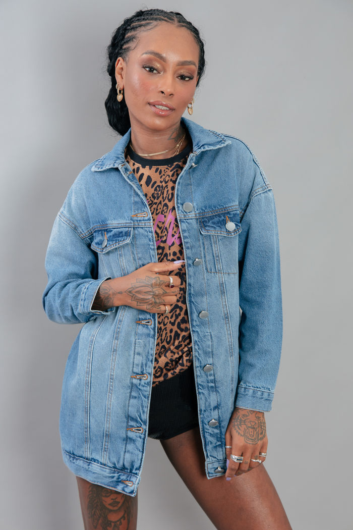JAQUETA JEANS VINTAGE OVERSIZED COM BOTÕES