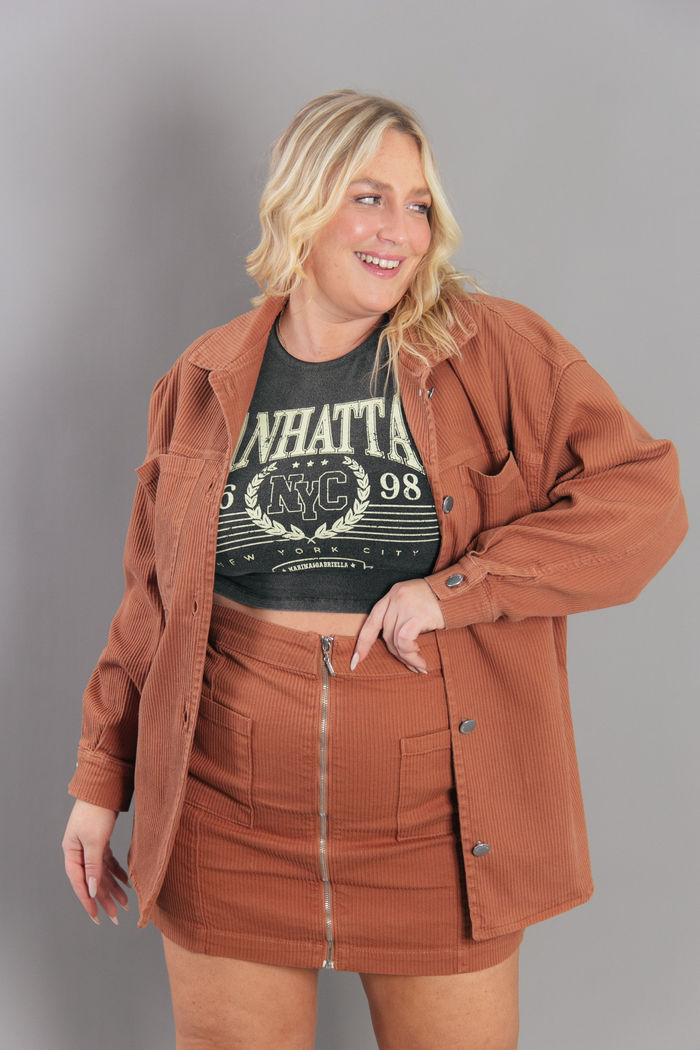 SAIA DE COTELÊ  OCRE  COM ZÍPER