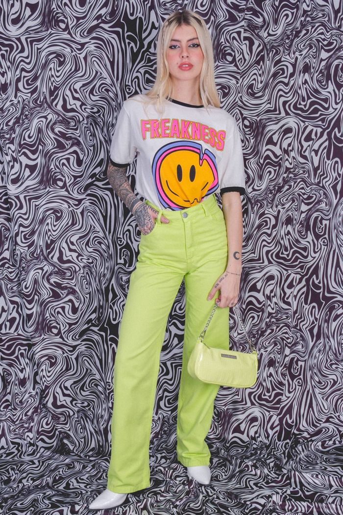 CALÇA SARJA WIDE LEMON