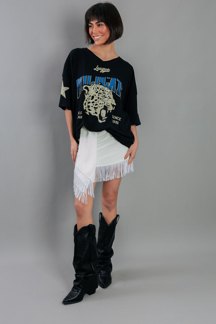 SAIA CREPE COM FRANJAS OFF WHITE