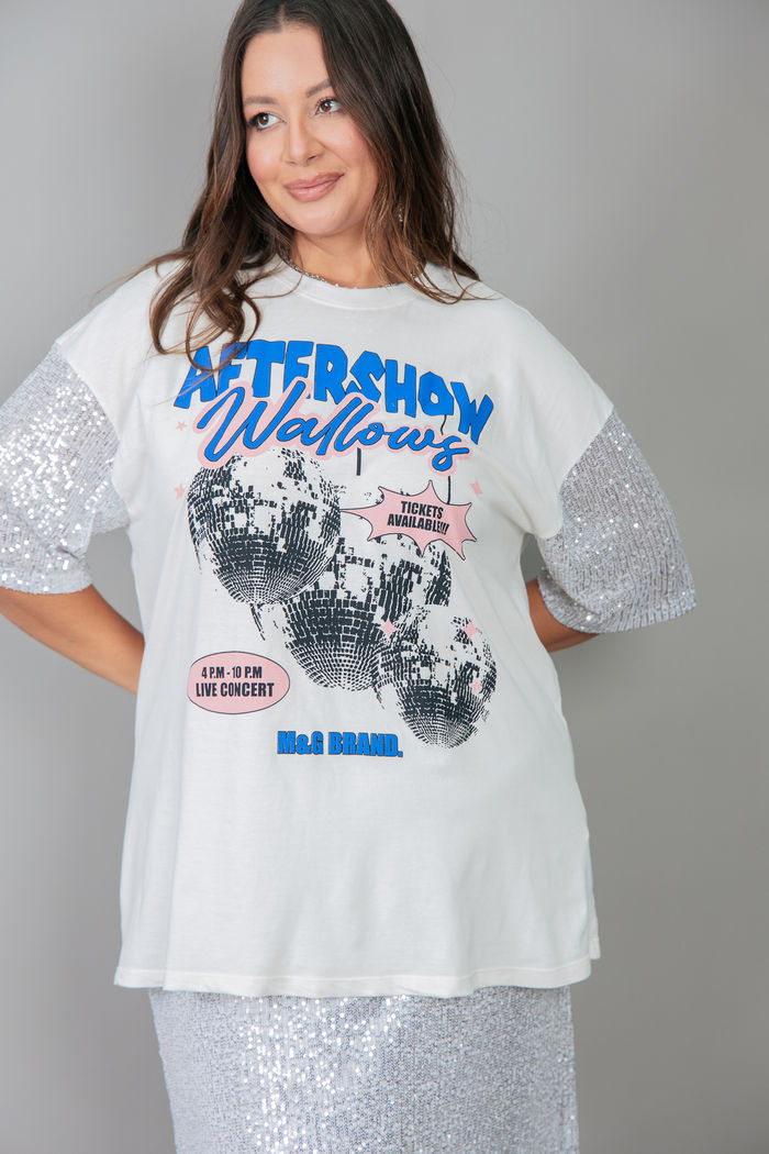 CAMISETA T-SHIRT VINTAGE OFF COM MANGAS DE PAETÊ PRATA