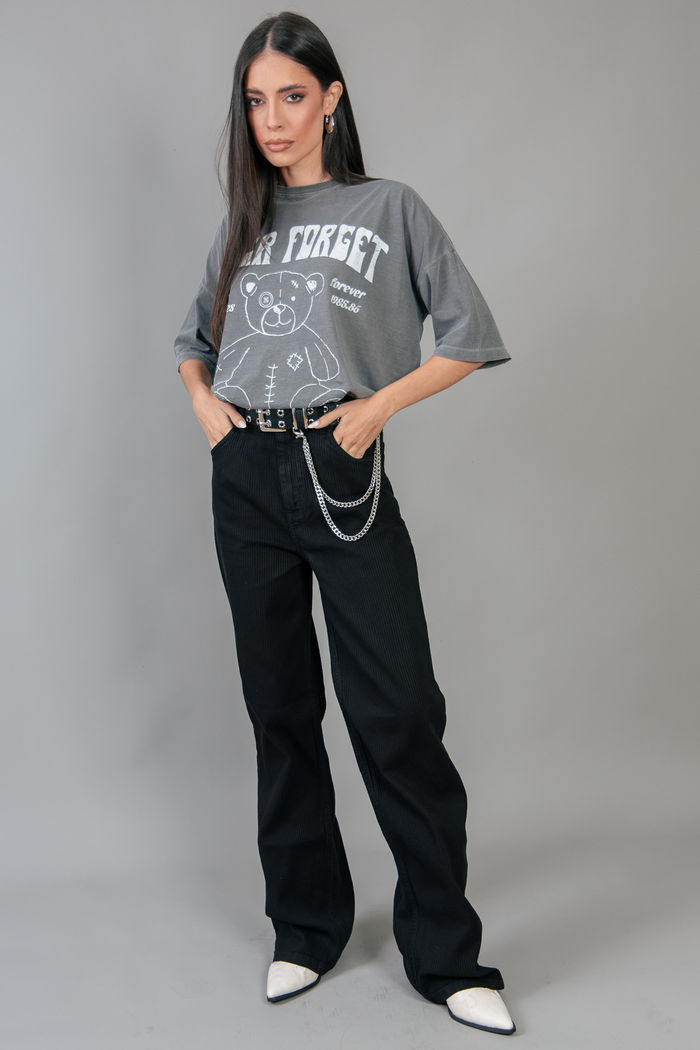 CALÇA WIDE COTELÊ PRETO