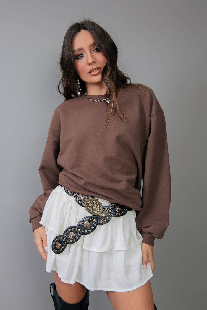 MOLETOM OVERSIZED MARROM BÁSICO