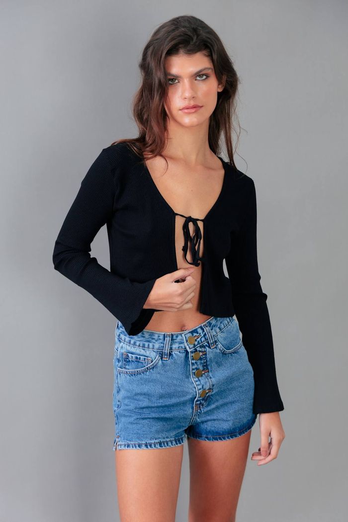 BLUSA CANELADA AMARRAÇÃO FRENTE