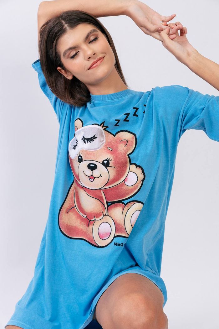 PIJAMA CAMISETÃO AZUL URSO
