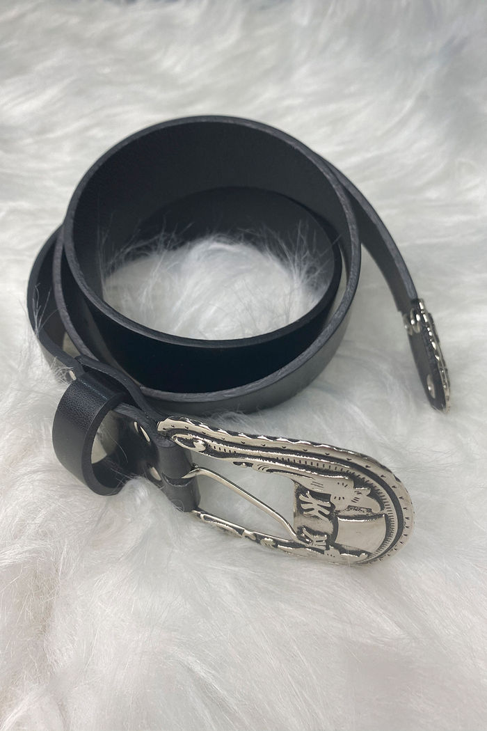 CINTO GYPSY PRETO COM PONTEIRA PRATA