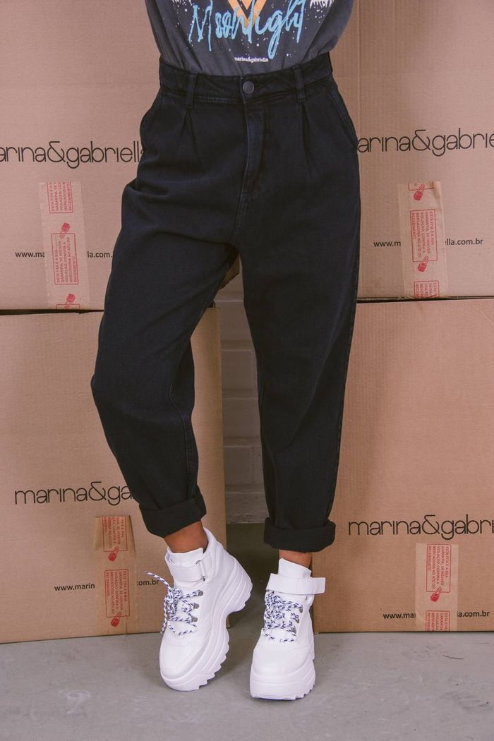 CALÇA JEANS BAGGY PRETA